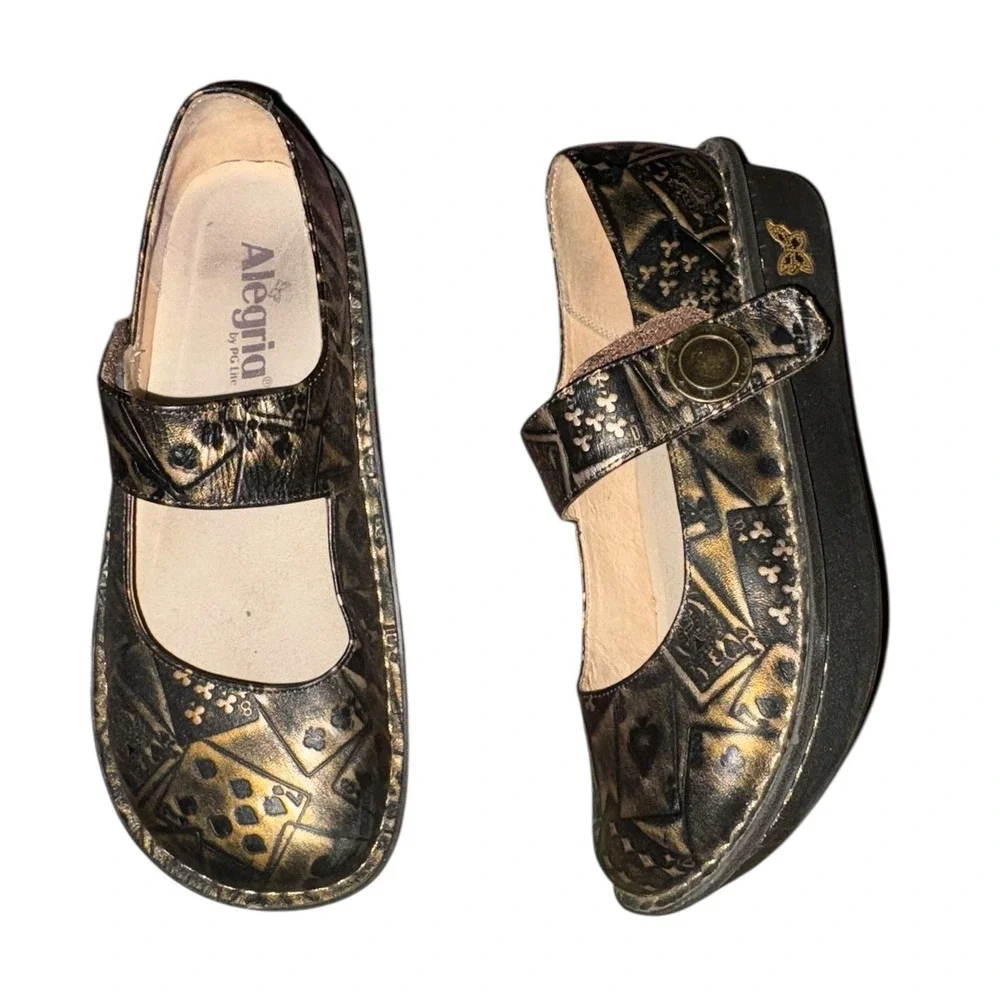 Alegria Poker Face Paloma Leather Mary Jane Confit‎ Shoes *minor flaw 38 =7.5 US